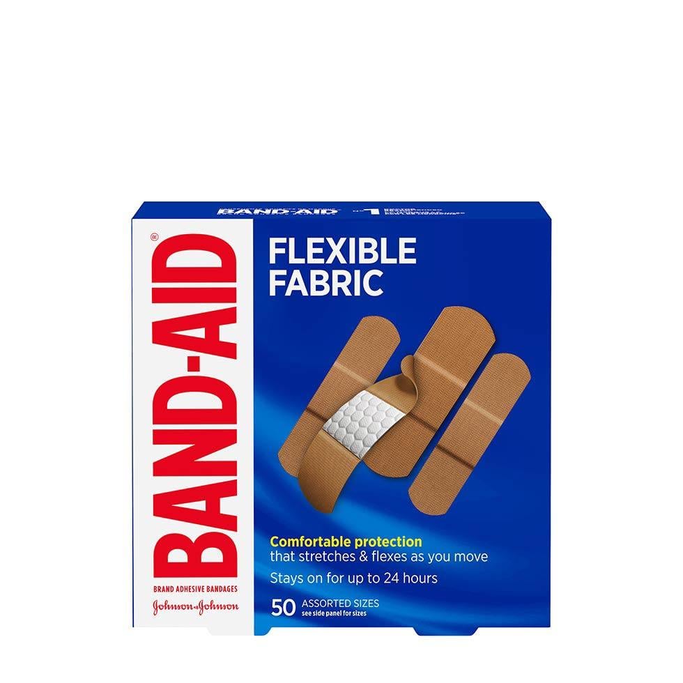 BAND-AID® Brand Flexible Fabric Adhesive Bandages, Assorted Sizes, 50 Count