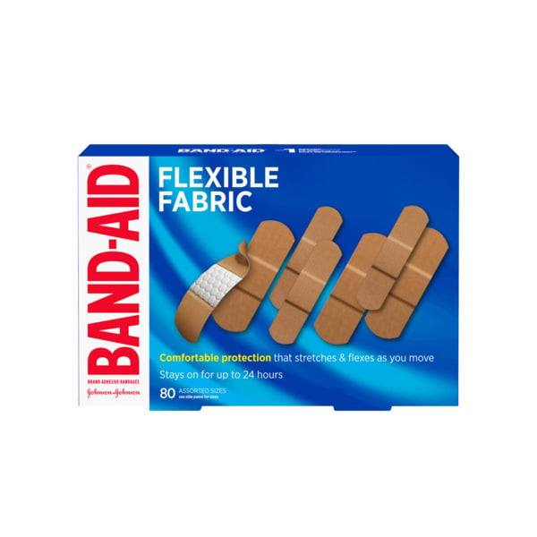 Band-Aid flexible fabric bandages 80 assorted sizes box